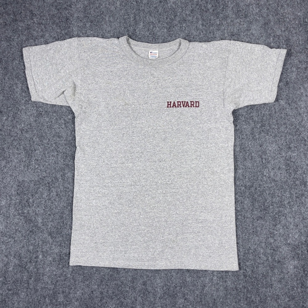 Champion Harvard T Shirt Mens Medium Gray Vintage 80s Made in USA Collegiate